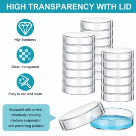 Hoteam 20 Pcs Glass Petri Dishes with Lids Bulk, Autoclavable and Reusable Culture Dishes for Culture Plate, Science Project (60mm)