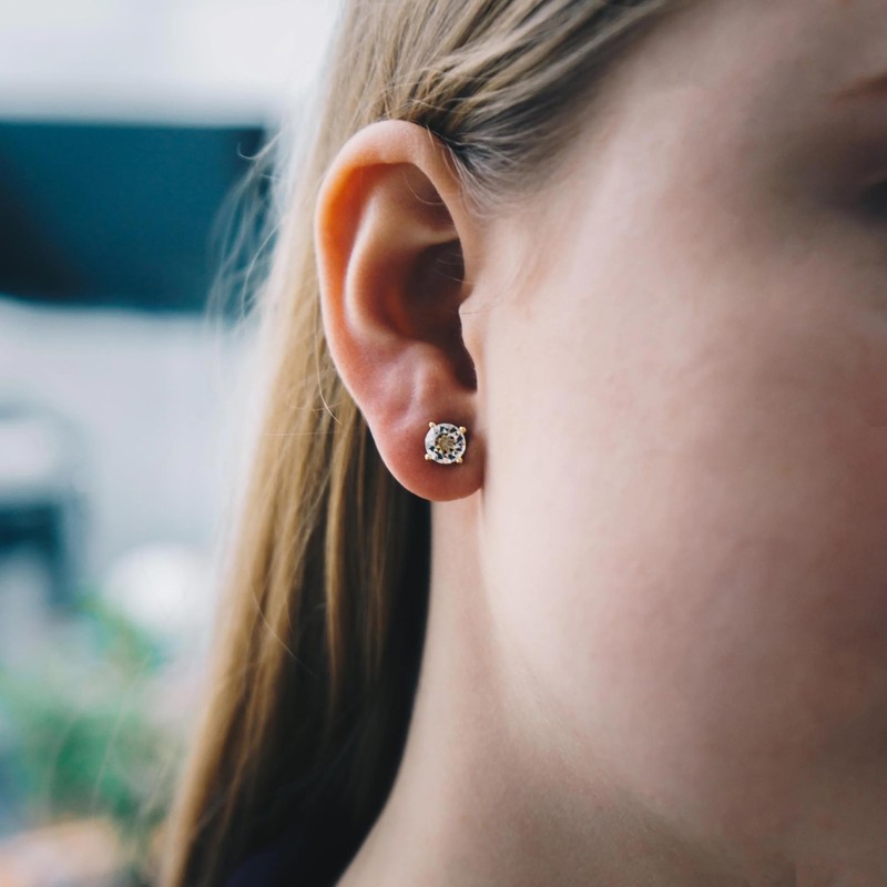 Gold Plated Round Magnetic Clip On Earrings with Zircondia® Crystals,