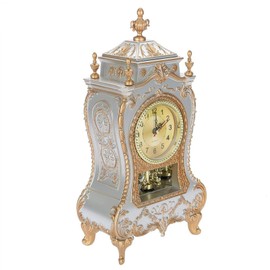 Retro Special Clocks, Vintage Ringing Alarm Clock, Antique Wall Clock, Baroque Retro Style Mantle Clock for Home, Hotel, Decorative Wall Mounting, Desk Alarm Clock (White)