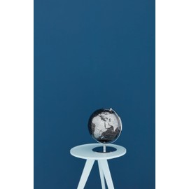 TROIKA Original 25 cm Diameter Globe - Planet - Chrome Metal Base - Movable Axle - Black, Silver