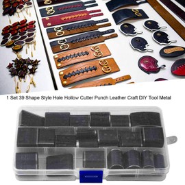 KEWAYO Shape Style Hollow Punch Cutter Tool, Leather Cutting Tools with Manual, Shapes Leather Punch Tool Set Hole Hollow Punch Cutter, Leather Craft Tools Kit for Handmade DIY Leather Craft