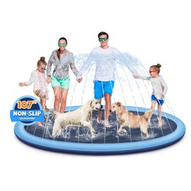 Splash Pad for Kids and Dogs, 107" Extra Large Splash Pad for Kids, Non Slip Thicken Sprinkler Dog Pool Summer Outdoor Water Toys for Backyard