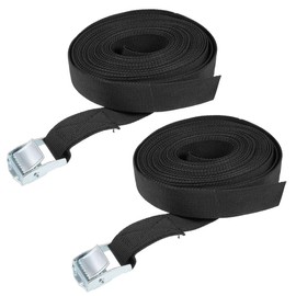 sourcing map Tie Down Strap Cam Buckle Lashing Strap 1" x 20Ft 176lb 80Kg Load Polypropylene for Moving Securing Cargo, Black, Pack of 2