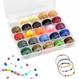 CAREDGO Waxed Cotton Cord 0.55 mm x 10 m Wax Cord 25 Rolls Waxed Polyester Cord Wax Thread Colourful Waxed Cord Jewellery Band Cord Hand Sewing Thread for DIY Jewellery Making