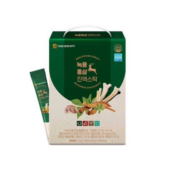 Daewoong Pharmaceutical Daewoong Antler Red Ginseng Extract Stick 10g x 100 sachets, 100 sachets / 대웅제약 대웅 녹용홍삼 진액스틱 10g x 100포, 100포