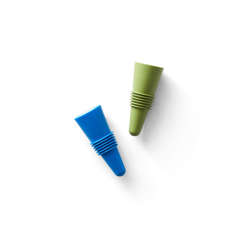 Rabbit Wine and Beverage Bottle Stoppers with Grip Top (Blue,