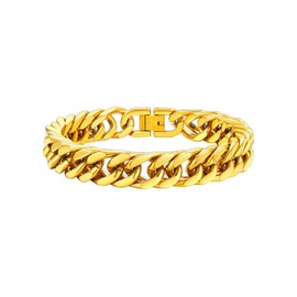 FaithHeart Men's Bracelet 19 cm - 23 cm, Stainless Steel Punk Curb Bracelet 8 mm/12 mm/17 mm, Cuban Chain Bracelet with Folding Clasp for Birthday, Valentine's Day, stainless steel