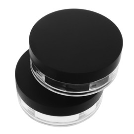 Outanaya 2pcs Small Plastic Round Loose Powder Container with Matte Lid for Travel Lightweight Makeup Powder Case for Face Dust Design for Home Go Use