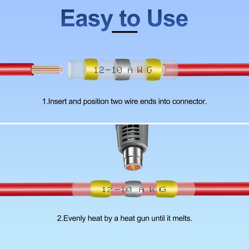 ZIPCCI 120Pcs Solder Seal Wire Connectors - Heat Shrink Butt
