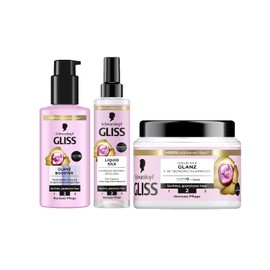 Gliss 4-in-1 Treatment Repair Liquid Silk (400 ml) with HaptIQ System, Hair Mask & Express Repair Conditioner Liquid Silk (200 ml) Heat Protection (230 °C) & Shine Booster Hair Serum (100 ml)