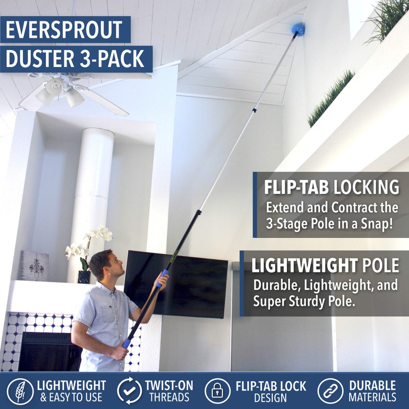 EVERSPROUT 5-to-12 Foot Duster 3-Pack with Extension-Pole (20+ Foot Reach)