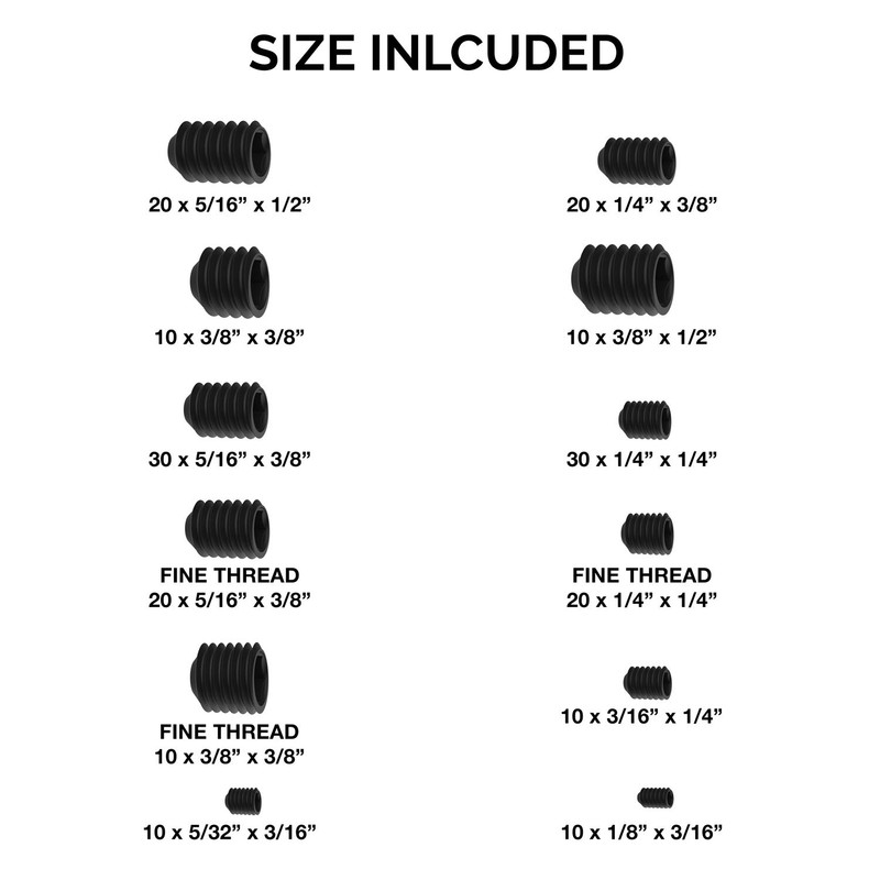 Neiko® 50484A Hex/Allen Head Socket Screw Assortment, Steel | 200-Piece