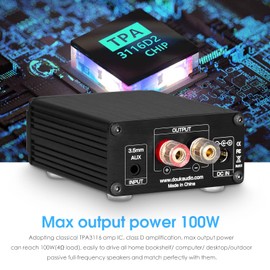 Nobsound 100W Full Frequency Mono Channel Digital Power Amplifier Audio Mini Amp Home Speaker with Power Supply (Black)