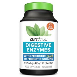 Zenwise Health Digestive Enzymes + Probiotics for Gut Health and Prebiotics Fibre Supplements for Digestion - 48 Count