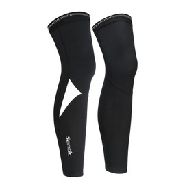 Santic Cycling Leg Warmers Unisex Thermal Knee Warmers Winter Fleece Biking Leg Warmers Compression Anti-Slip with UPF