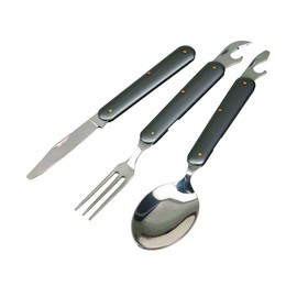 Unbekannt 4 Piece Stainless Steel Camping Cutlery Set with Bag Flatware Set