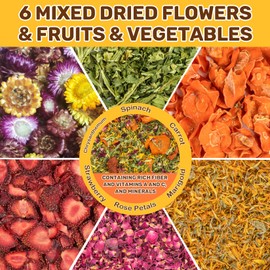 Sukh Natural Botanical Rabbit Treats - 160g Guinea Pig Treats Healthy Natural Mixed Freeze Dried Vegetable,Flowers & Fruit Hamster Treat for Bunny,Guinea Pig,Hamster,Chinchilla,Gerbil
