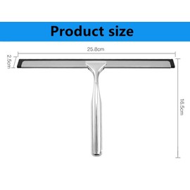 Stainless Steel All-Purpose Shower Squeegee， for Doors Tile Shower Walls, Bathroom, Window, Glass and Car Windshield, Mirrors and Kitchen（Silver）