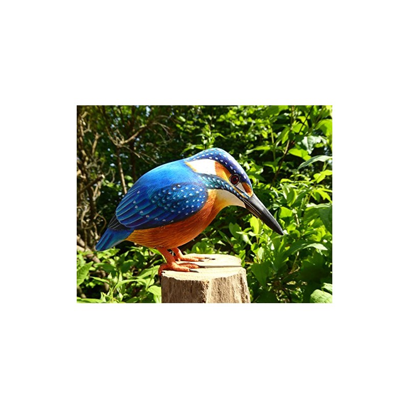 Hand Carved Wooden Bird (Kingfisher)