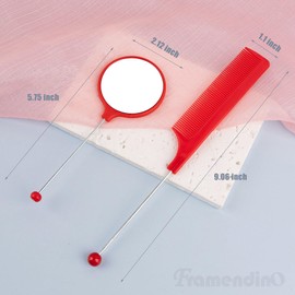 Framendino, 8 Pack Beadable Combs DIY with 8 Pack Mirrors Set Plastic Rat Tail Hand Handle for Crafts