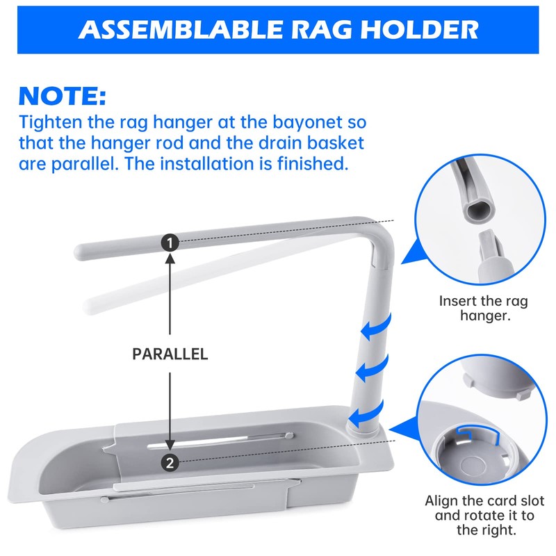 NiHome Telescopic Kitchen Over Sink Organizer with Towel Hanger, Expandable