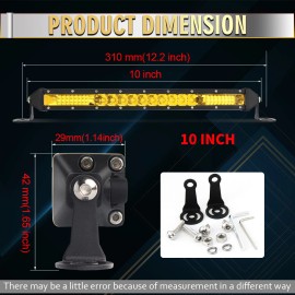 SuperM999 Fit Can-Am X3 Light Bar 10" Single Row AMBER LED Light Bar +2PCS 4" WORK LIGHTS