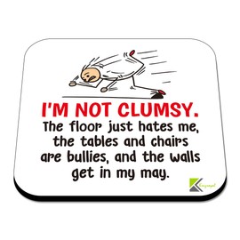CS479 I'm not Clumsy Novelty Funny Coffee Tea Drink Gift Glossy MDF Wooden Coaster