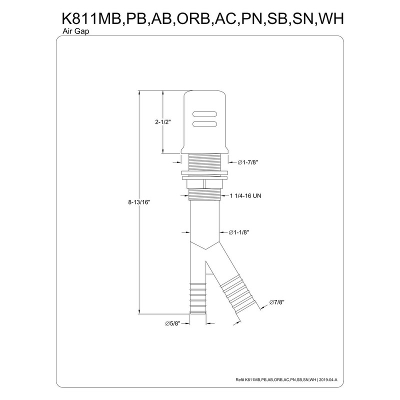 Kingston Brass K811WH Trimscape Air Gap for Dish Washer, White