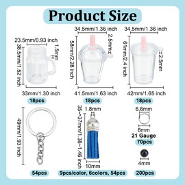 OLYCRAFT 232pcs Bubble Tea Keychain Kit Colorful Cup Keychain Making Kit Milk Tea Accessories Set Keychains Set with Hole Cup Pendants with 200pcs Bubble Bead for Keychains DIY Earring Making