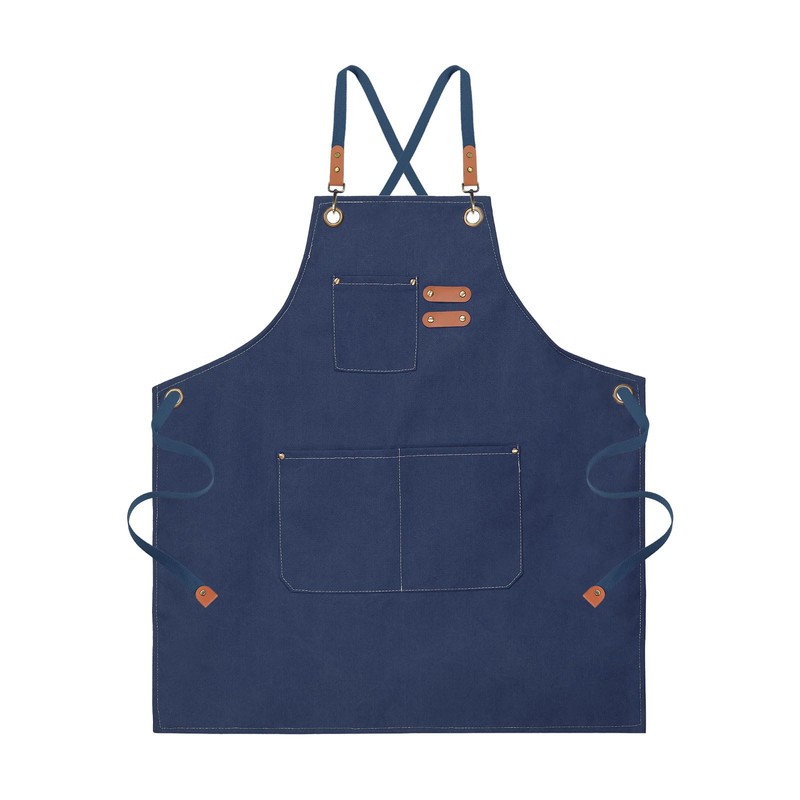 sourcing map Canvas Chef Aprons 75x69cm Adjustable Strap Cross Back
