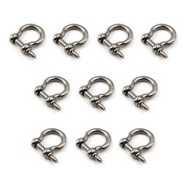 M6 D Ring Bow Shackles Heavy Duty With Pin For Bow Rigging,Anchor,Towing,Off Road Recovery-304 Stainless Steel 10PCS