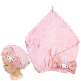 Sanrio My Melody Hair Drying Towel, Hair Turban, With Mascot, Ribbon Included, Hair Band, Washing, Sweatproof, Fluffy, Bath, Hair, Turban, For Adults & Children, For Boys, Girls, Kids, Water