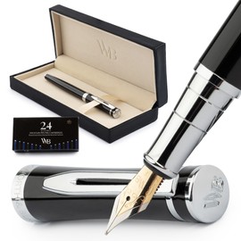 Wordsworth & Black Luxury Fountain Pen Set for Writing, Fine Nib, Black