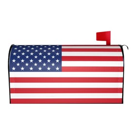 Abucaky American Flag Mailbox Cover Magnetic Independence Day Patriotic Waterproof Mailbox Wraps Post Letter Box Decor 21x18 in