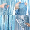 Metallic Tinsel Curtain Light Blue Glitter– OEMG 4Pack 3.3x8.2FT Light