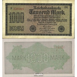 Banknote German Empire Rosenbg: 75g, watermark Mäander, Red Kontrollnummer used (III) 1922 1.000 Mark (money for collectors - no means of payment)