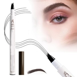 Lápiz de Cejas, Cejas Maquillaje Cejas Microblading Impermeable con 4 Puntas, Lápiz Mágico de Cejas para Maquillaje Natural Aplicable a las Mujeres (Marrón claro)