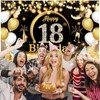 ZAHRVIA 18th Birthday Banner Black Gold, 18th Birthday Party Decorations,