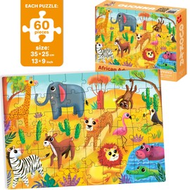 60 Piece Puzzles for Kids Ages 4-8 - 4 Jigsaw Toddler Puzzles Ages 3-5 by Quokka - Animals Toys for Children 6-8-10 Year Old for Boys and Girls