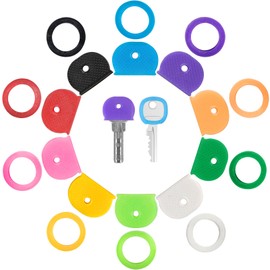 GoorDik 20 Pack Key Color Caps Covers Tags, Soft Rubber Key Identifiers, Plastic Key Toppers for Standard Flat Organization House Key (Not Suitable for Odd-Shaped Keys), 10 Colors, 2 Styles