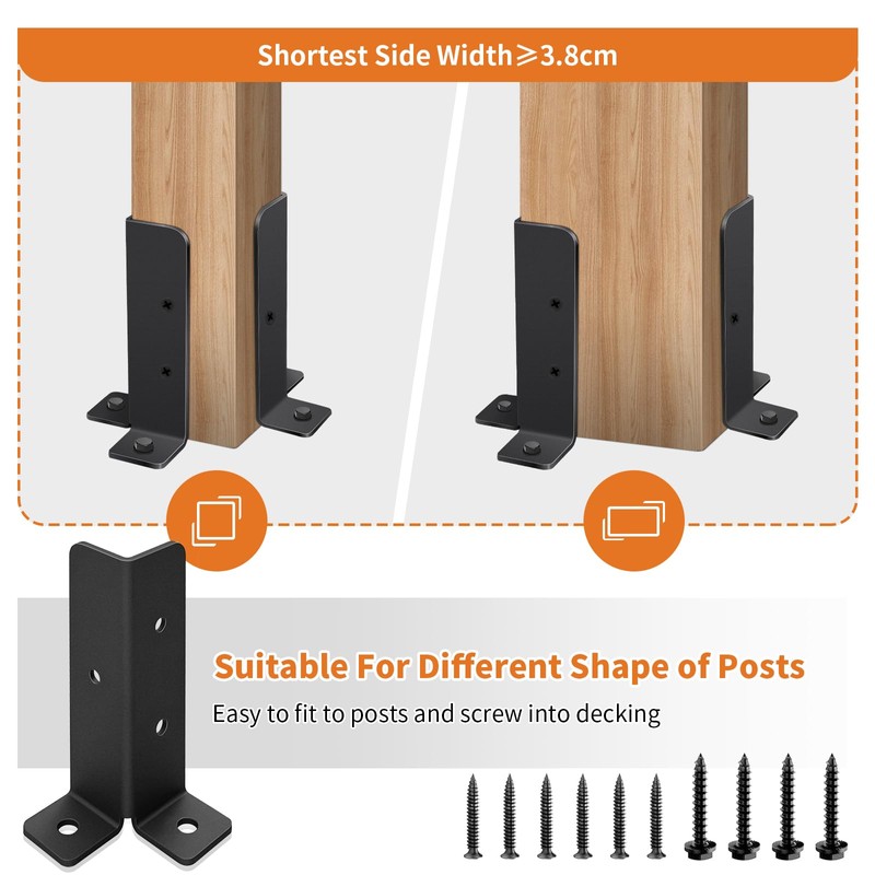 ONNIJUN 8 Pack Fence Post Brackets, Adjustable Fence Post Supports