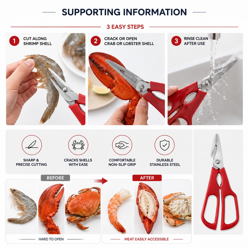 Detachable Seafood Scissors for Crab & Lobster – 2Cr14 Stainless