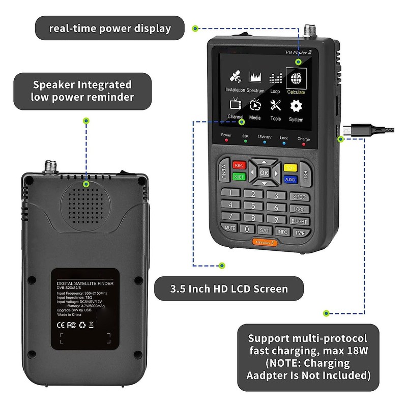 Digital Satellite Finder LCD Screen Handheld Satellite Signal Meter Detection