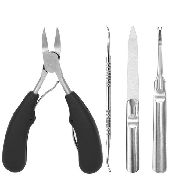 INSGB Precision Toenail Clippers for Thick or Ingrown Toenails - Thick Toenails (4 Piece Set without Gift Box)
