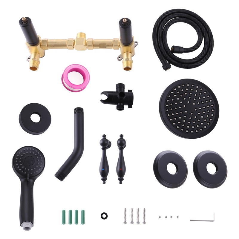LIWEIKE Matte Black 2 Handle Shower Faucet, Two Handles Shower