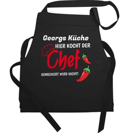 Geschenk mit Namen personalisiert by Shirtracer - Apron - Cooking Apron Men - Hier kocht der Chef I Gift Cooking I Hobby Chef Gift, 1 black