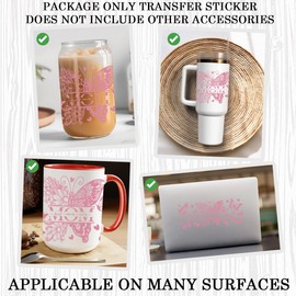 UV DTF Glass Cup Wrap Transfer - Best Mom Ever - Pink Butterfly UVDTF Wrap Cup Decal Waterproof Decal for 16oz Glass Cups, Ceramic Mug DIY Crafts, Gifts for Mom - 3PCS