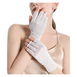 SCOLORKI Silk Gloves, 100% Silk, Women's, UV Protection, Smartphone Compatible, Prevents Hand Rashes, Sun Protection, Night Gloves, Hand Care, Moisturizing, Heat Retention, Thin, For Sleeping, Reduces Dryness, Cuts Fingertips