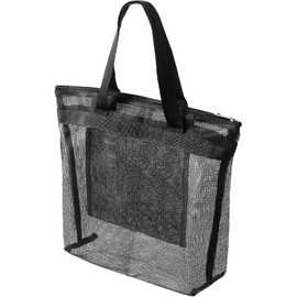 3glad Mesh Tote Bag, Commercial Use, Quick Drying, Mildew Resistant, Large Capacity, Inner Pocket, Zipper Closure, Unisex, Spa Bag, Black