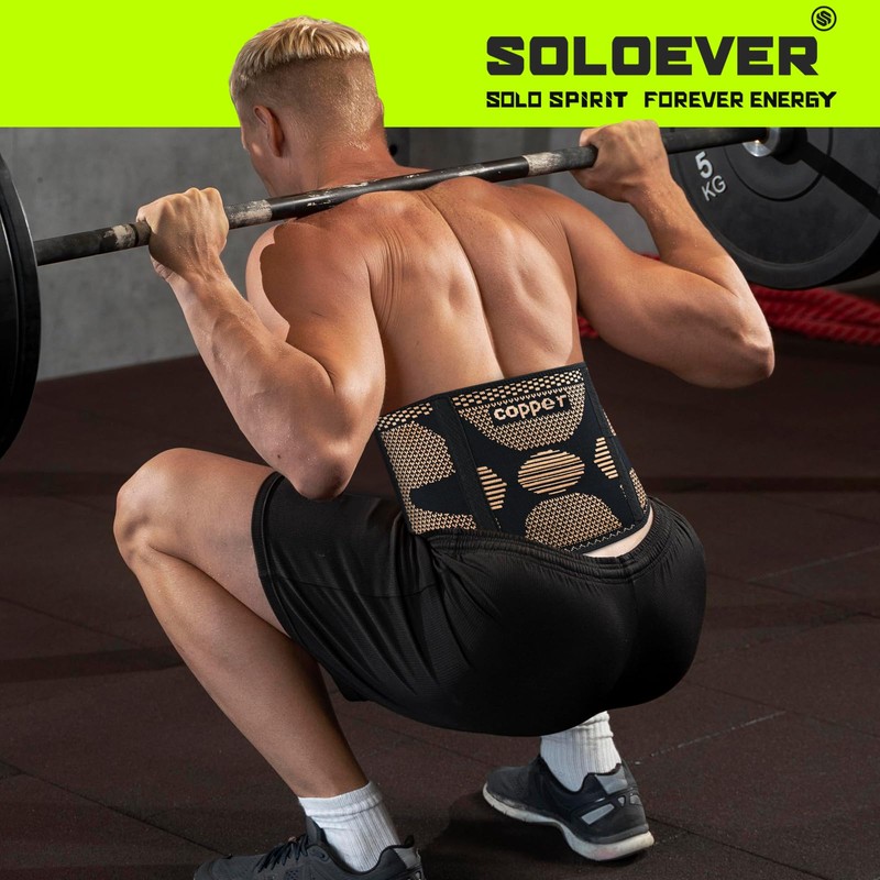 SOLOEVER Copper Back Braces for Lower Back Pain, Breathable Lumbar